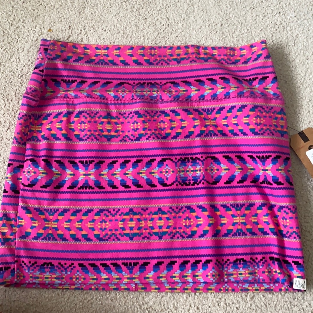 Pink with Colored Print Mini Skirt, M